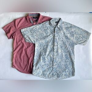 Lot of 2 Slim Fit Button-up Short Sleeve Collar Shirts